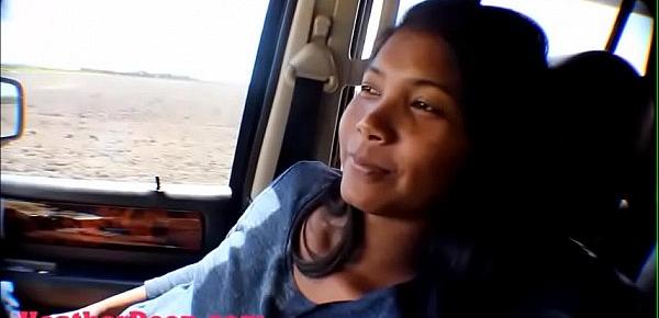  Hurricane Irma survivor 8 month pregnant Thai Teen deepthroat throatpie cum swallow in car